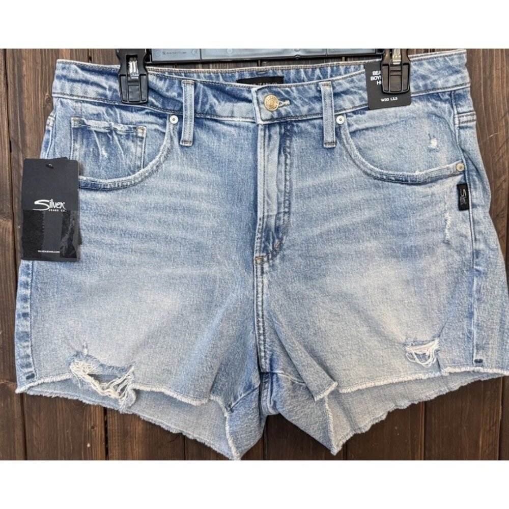 Silver Jeans Size 30 Beau Short Boyfriend High Rise Cut Off Jean Shorts